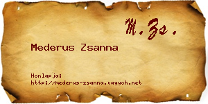 Mederus Zsanna névjegykártya